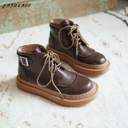 Chelsea Boots Mori Girl Thick Bottom Short Boots Handmade British Style Platform Warm Ankle Boots Literary Retro Womens Shoes