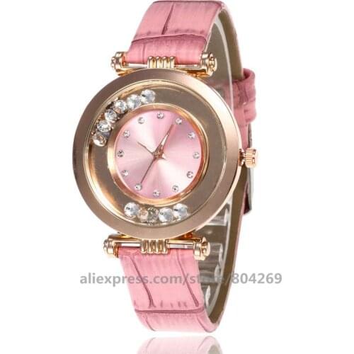 Hot Sales Fashion Rhinestone Beads Leather Watch Women Ladies Crystal Dress Quartz Wristwatch Women Dress Watches