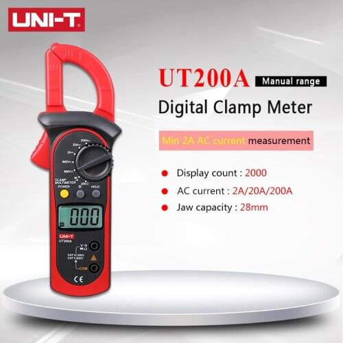 UNI-T UT200A LCD Digital Clamp Meter AC Current Ohm DMM DC AC Voltage Voltmeter AC Ammeter Resistance Testers With Backlight