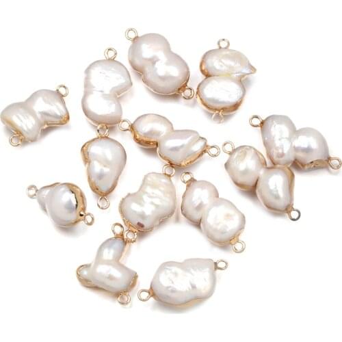 High Quality White 10x20-12x25mm Natural Freshwater Cultured Figure 8 Pearl Connector For DIY Jewelry Accessories