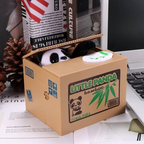 Cat Panda Stealing Coin Money Boxes Automatic Coin Piggy Bank Money Saving Box Coins Storage Box Children Kids Birthday Gifts