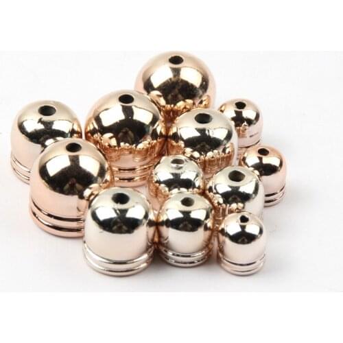 20-50pcs Leather Cords Bracelets Buckle Finding End Tip Tassel Caps 8 10 12 14mm Crimp End Beads Caps For DIY Jewelry Making