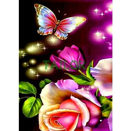 Full square wall stickers Cuadros 5D diamond painting haft diamentowy Cross stitch set tools flower colour Mosaic art butterfly