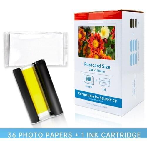 Labelwell KP 108IN KP-36IN Cartridge Papers Compatible for Canon Selphy CP1300 CP1200 CP1000 CP910 CP900 Compact Photo Printer