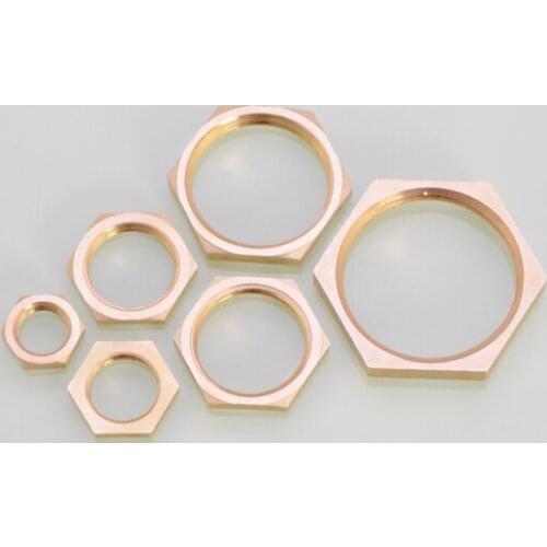 5Pcs Brass Hex Nut 1/8" 1/4" 3/8" 1/2" 3/4" 1" BSP Female Thread Pipe Fitting Hexagon Lock Nut Fastening Nut Various Sizes