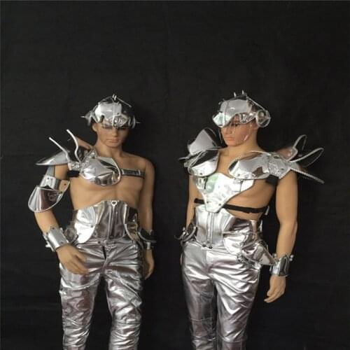 AS85 Mens stage costumes show ballroom dance costume performance catwalk clothing bar party ktv mirror shoulder led supplies