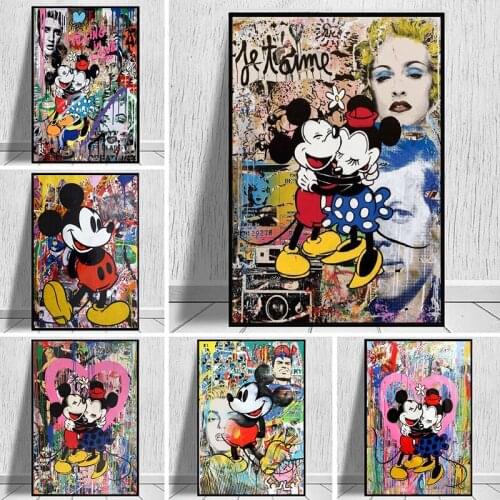 Disney Diamond Painting Graffiti Art Mickey and Minnie Cross Stitch Kits Mosaic Diamond Embroidery Full Square Drill Home Decor