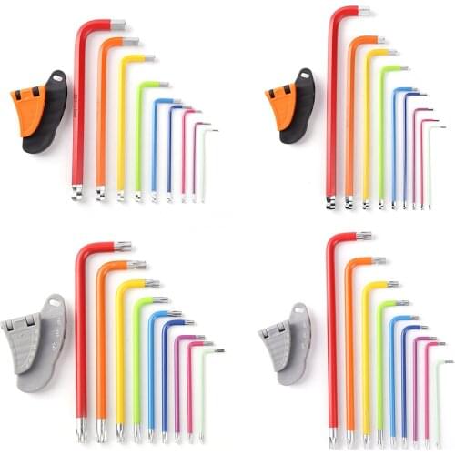 9pcs Universal Allen Keys Hexagon Wrench Set Hex Torx L Shape Screwdriver 1.5mm - 10mm Color Coded Hand Spanner Repairing Tool