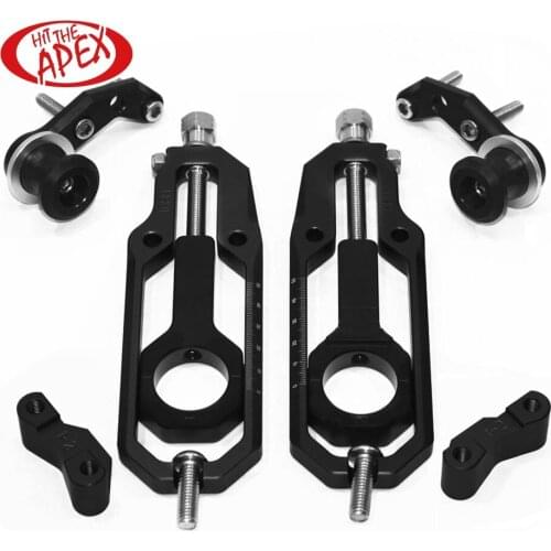 Motorcycle Chain Tensioners Catena Axle Spindle Parts Adjuster kit for Yamaha YZF-R1 07-14 With Paddock Bobbins Aluminum CNC