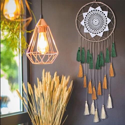 New Indian Macrame Hemp Rope Hand-Knitted Dream Catcher Lace Tassel Dreamcatcher Home Wall Hanging Decoration Girl Gift