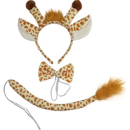 Girl Children Boy Men Giraffe Animal EAR Headband Tie Tail Birthday Gift Party Favor Halloween Costume for Kids Christmas Props