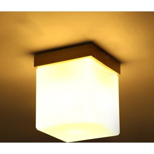 Simple Style Ceiling Light Wooden Porch Lamp Square Balcony Corridor Lights