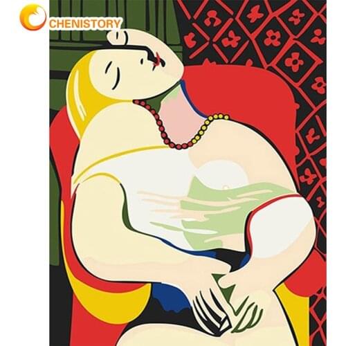 CHENISTORY Frame DIY Painting By Numbers Kits Famous Picture Paint By Numbers Acrylic Coloring Wall Art Canvas For Home Decors