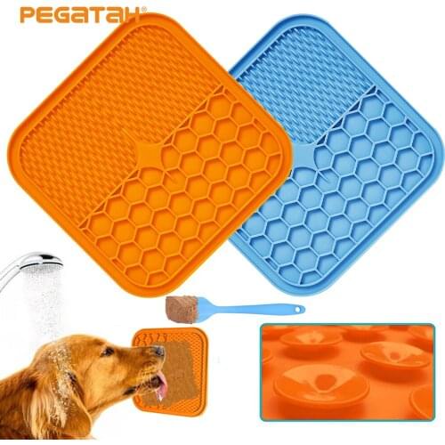 Pet Lick Pad Slower Feeder Pet Feeding Food Bowl Safety Silicone Dog Feeding Lick Pad Dog Slow Feeders Treat Dispensing
