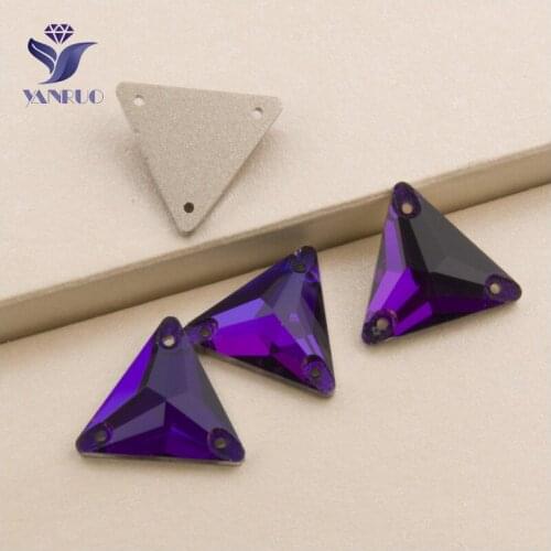 YANRUO 3270 All Sizes Purple Velvet Loose Diamond Triangle Flatback Beauty Crystal Rhinestone Sew On Strass