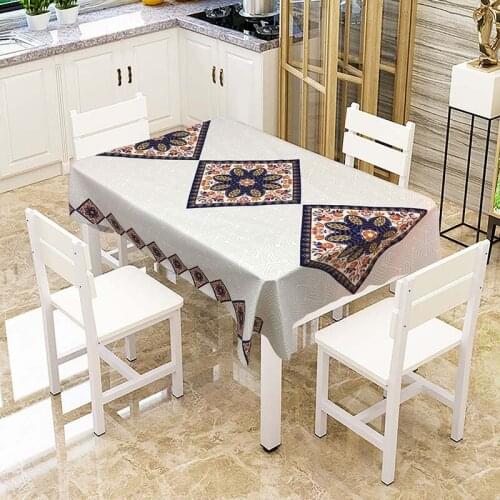 Cloth waterproof and anti-fouling diamond-shaped printed mandala national wind polyester cotton printed tablecloth c