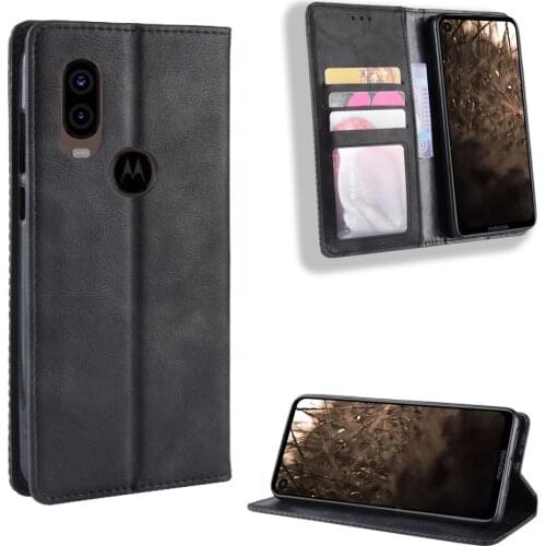 Retro Slim Leather Flip Cover For Moto One Vision Case Wallet Card Stand Magnetic Book Cover for Moto One Vision Phone Cases
