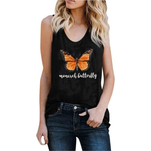 Monarch butterfly Printed Top Women Sleeveless Summer Tank Top Harajuku Tops Clothes for Girls Plus Size Ropa Mujer