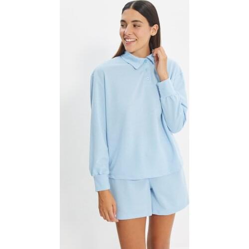 Trendyol Polo Collar Knitted Pajamas Set THMAW22PT0055