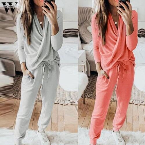 Womail 2020 Spring Autumn Tracksuit Women 2 Piece Set Loose Comfortable Simple Style Solid Color Long Sleeve Casual Suit Clothes