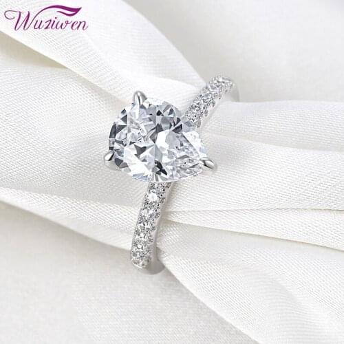 Wuziwen Pear Shape AAAAA Cubic Zircon Solid 925 Sterling Silver Engagement Ring Wedding Band For Women Fine Jewelry BR1147