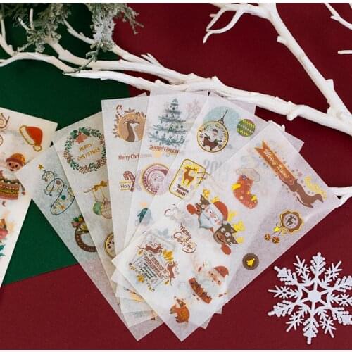 XINAHER 6 sheets/Bag Golden Merry Christmas Series paper sticker decoration stickers DIY diary scrapbooking label sticker