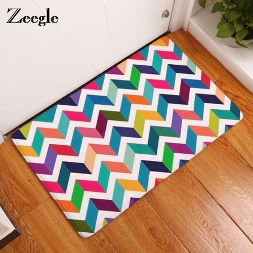 Zeegle Geometric Entrance Mat Foot Pad Non-slip Bathroom Bath Mats Toilet Rugs Absorbent Beside Carpet Kitchen Rug Prayer Mats