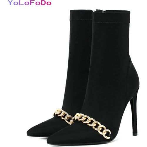 2021 New Women Ankle Boots PU Leather High Quality Thin High Heel Boots Fashion Pointed Toe Zipper Women Autumn Winter Shoes