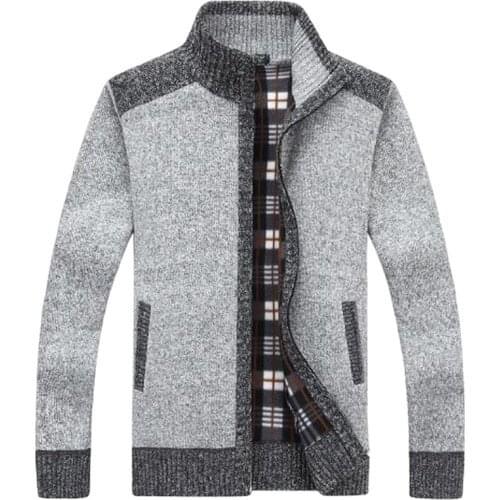 Winter Warm Thick Mens Cashmere Sweaters Men Autumn Stand Collar Male High Quality Casual Cardigan