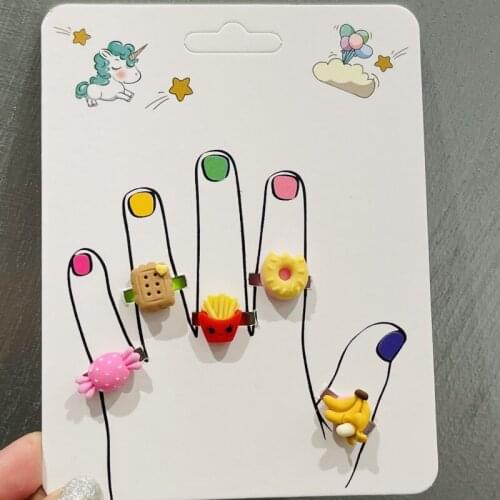 1Pcs Love Cute Sweet Kids Rings Candy Cookie Fruit Children Ewelry Fashion Multicolor Ring Girls Gifts Princess Decoration Kinds