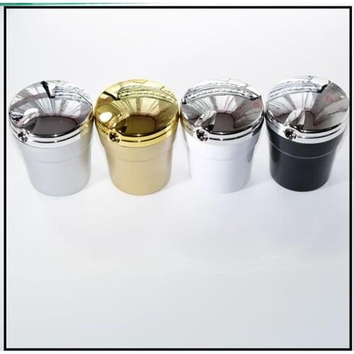 1PC Portable anti-slip LED Light car ash cup Car truck ash cup Smoke-free Black silver gold white
