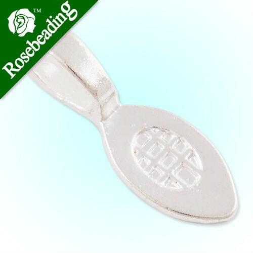 15*8MM(bezel size) High Quality Tree Leaf Shape Silver Plated Glue On Bails Charm/Pendant,sold 100 pcs per pkg