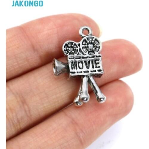 16PCS Antique Silver Plated Movie projector Charms Pendants for Jewelry Making Bracelet Necklace DIY Handmade Craft 25x16mm