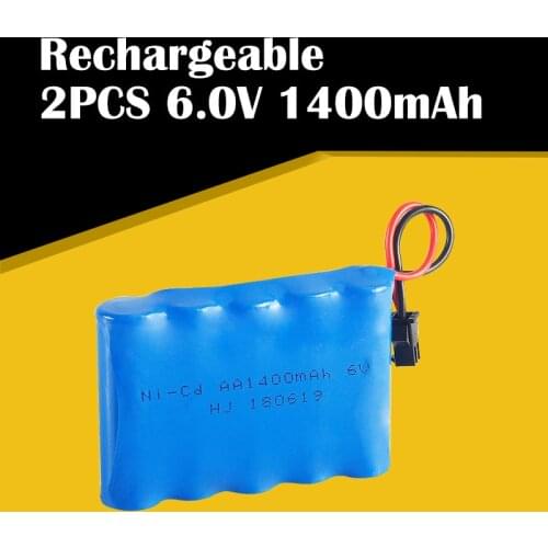 2pcs 6V 1400mAh Ni-Cd AA Battery Pack Rechargeable For Remote Control Electric Car Toys SM-2P Plug Nicd 6V Volt Battery