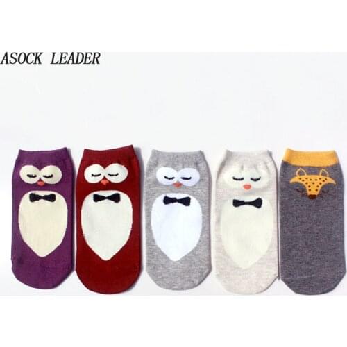 2018 Spring&Summer Spring Summer New Cotton Ladies Socks Japanese Cartoon Creative Socks Candy Color Socks 5 Pairs/Lot