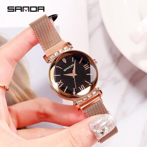 2019 Luxury Mesh Crystal Ladies Watch Women Magnet Clasp Dress Women Watches Fashion Rose Gold Quartz Watches relogio feminino