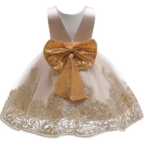 2021 Formal First Birthday Dress For Baby Girl Clothes Party And Wedding Dresses Embroidery Princess Dress Backless 1 2 3 5 Year