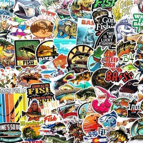 65PCS Funny Fisherman Go Fishing Car stickers For Skateboard Luggage Laptop Notebook Guitar Car Motorcycle Helmet
