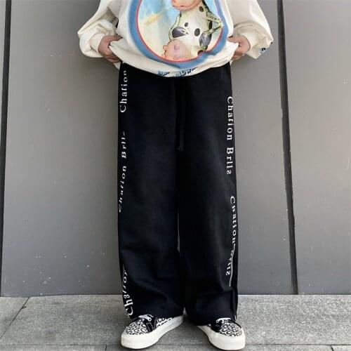 Fashion High Waist Straight Pants Casual Baggy Zipper Wide Leg Trouser Womens Sports Pants 2021 Spring New Streetwear Versatile