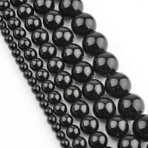 Natural Black Agate Stone Spacer Loose Beads 4 6 8 10 12mm For DIY Necklace Bracelet Round NEW Jewelry Making Wholesale