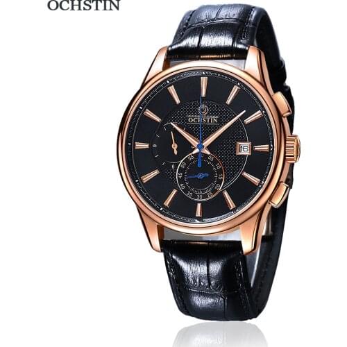 OCHSTIN Mens Watches Leather Chronograph Waterproof Sport Leather Strap Business Quartz Watch For Men 2021 Relogio Masculino