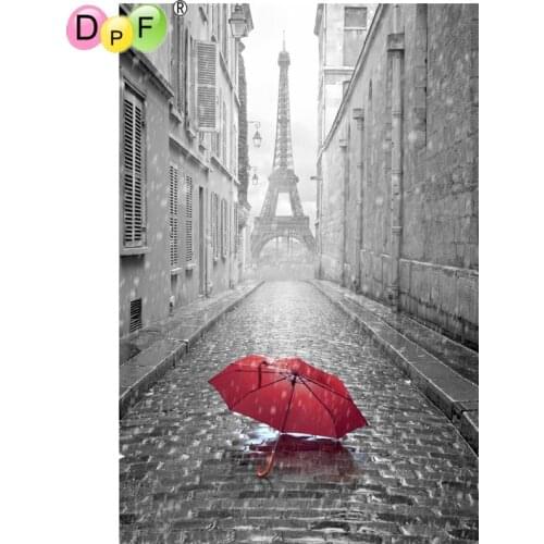 DPF Diamond Embroidery City red umbrella Diamond Painting Cross Stitch Picture Of Rhinestone full Square Diamond Mosaic decor