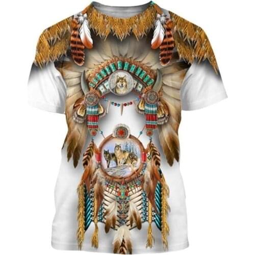 Native Indian Wolf 3D Printed men t shirt Harajuku Fashion Short sleeve shirt summer streetwear Unisex tshirt tops LK-55