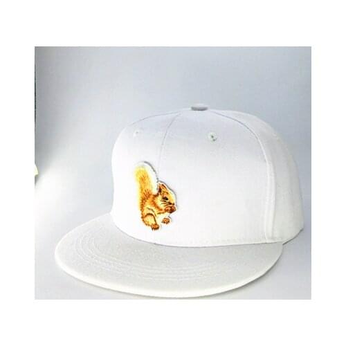 Squirrel Animals Embroidery Cotton Baseball Cap Hip-hop Cap Adjustable Snapback Hats for Men and Women 208
