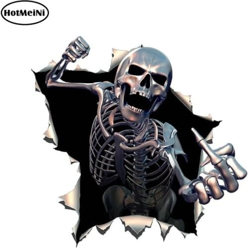 HotMeiNi 14*13cm NEW Creative Car Styling Car Sticker 3D Skull Car Hoods Trunk Thriller Reflective Decal Auto Covers Waterproof