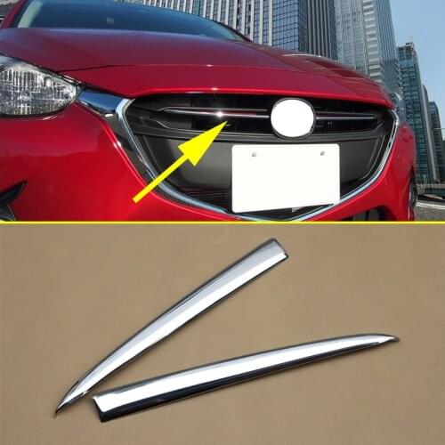 Chrome Front Grille Grill Cover Trim Molding FOR Mazda 2 Demio 2015 - 2018 DJ DL Mazda2 Hatchback Sedan Car Styling Accessories