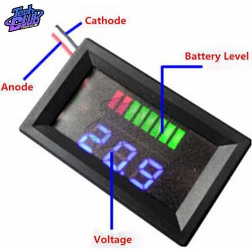 12V ACID Lead Lead-acid Battery Charge Level Indicator Digital Lithium Battery Capacity Tester Car Voltage Display Blue