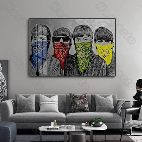 European Style Canvas Painting Poster and Print Famous Beatle Masked Watercolour Graffitis for Living Room Gallery Wall Decorati