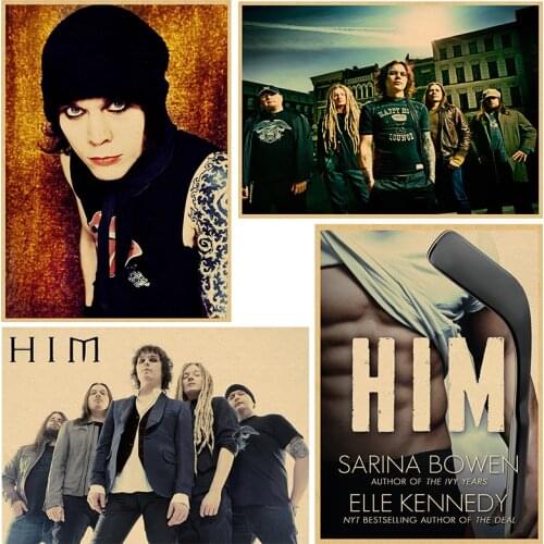 HIM Band Classic Nostalgic Matte Kraft Paper Poster Office Gift Room Dining Home Decor wall sticker Design 30*21cm