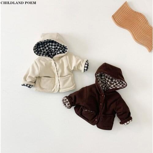 Baby Coat Jacket Winter Hooded Baby Outerwear For Boy Double Side Thick Warm Infant Toddler Boys Coat Kids Baby Girls Jacket